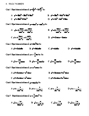 Toán 11 - Ôn tập phần Đạo hàm (trắc nghiệm)